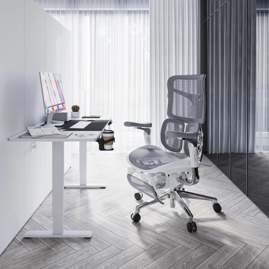Ergonomická kancelárska stolička s podnožkou Premium Normal Size, sivá: Diablo V-Kinetic