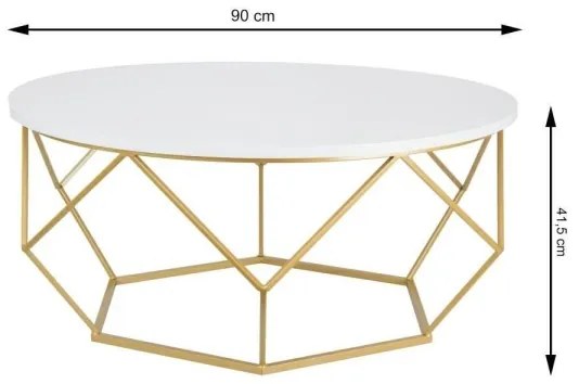 Konferenčný stolík DIAMOND 41,5x90 cm zlatá/biela
