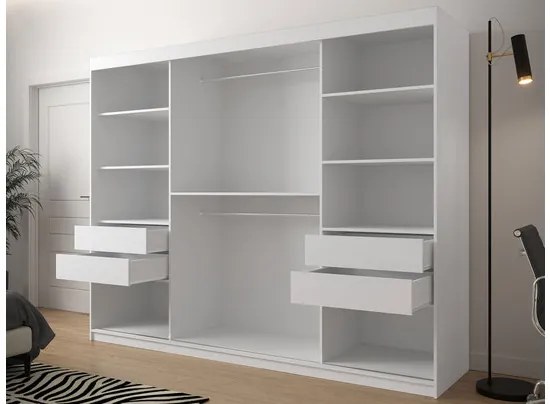 Šatníková skriňa s posuvnými dverami Ratintu 1 250 cm, zásuvka: nie, Farby: čierna / dub artisan + čierna