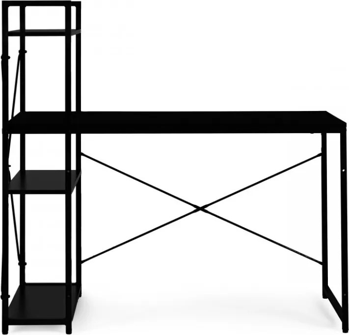 Písací stôl s regálom LOFTY 120x60 cm, čierny