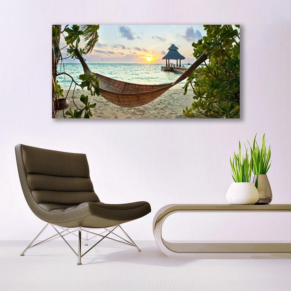 Obraz na akrylátovom skle Pláž hamaka more krajina 120x60 cm