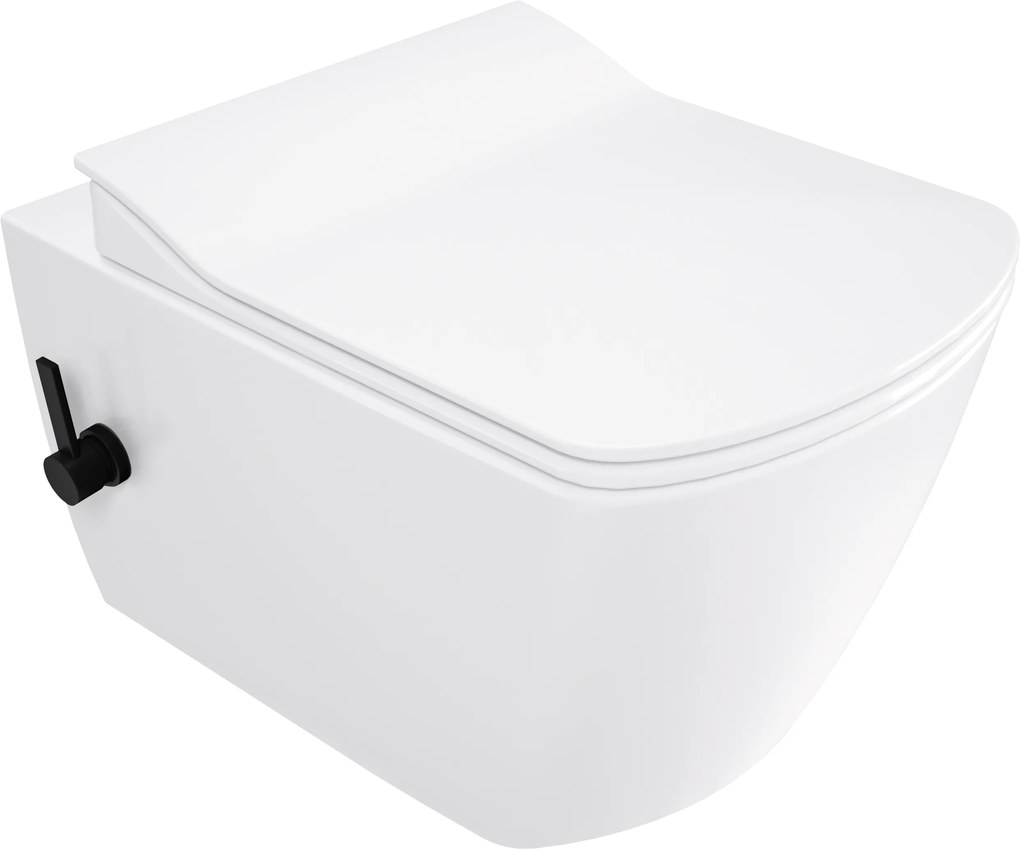 Deante Blur, záchodová WC misa s funkciou bidetu 525x372x349 mm, biela lesklá-čierna matná, DEA-CDZ_6WNW