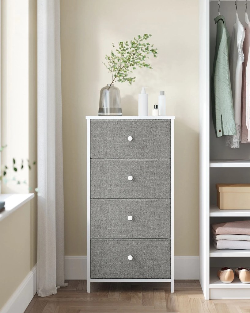 Komoda so zásuvkovými boxmi HESTO 45x91,7 cm, biela/sivá