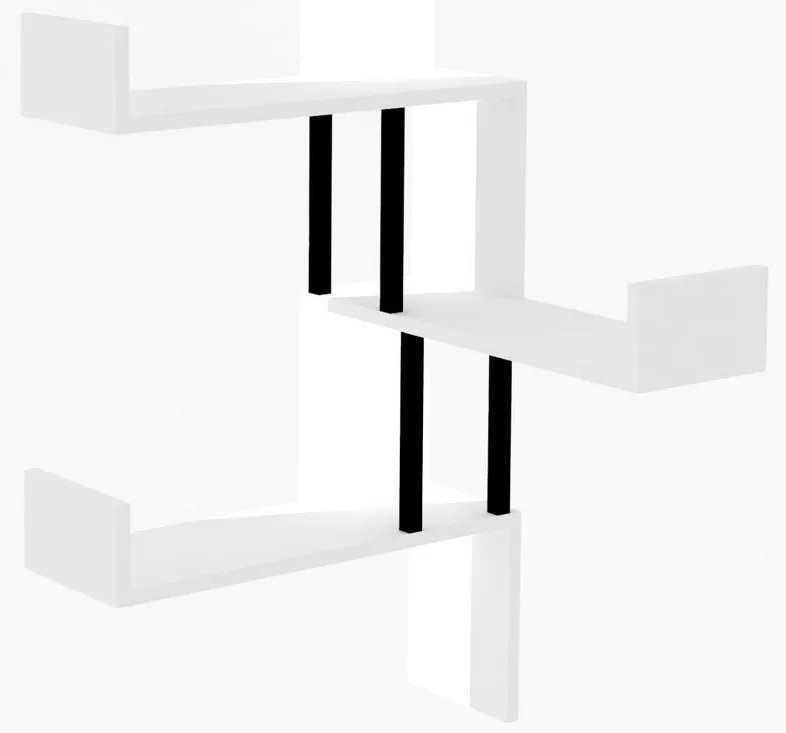 Nástenná rohová polica BOMBE biela