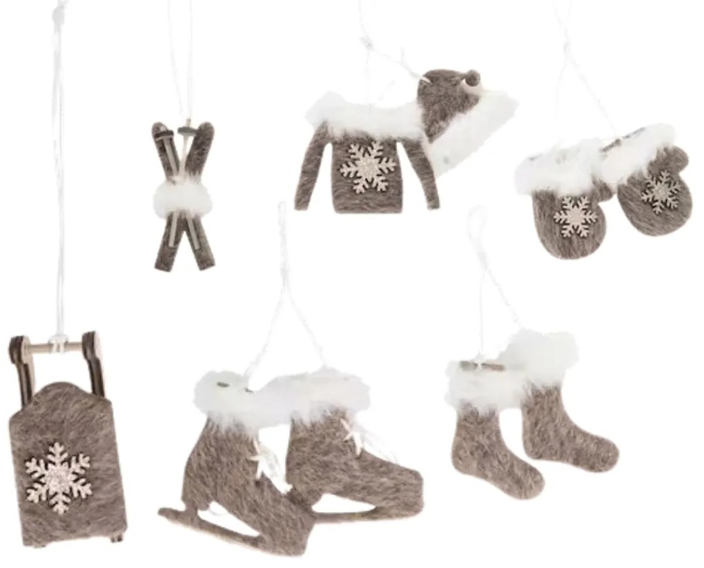 Sada vianočných závesných dekorácií CHRISTMAS SYMBOLS 6 ks - viac farieb