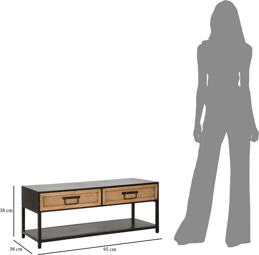 Čierny/v prírodnej farbe kovový TV stolík 95x38x38 cm Hanoi – Mauro Ferretti
