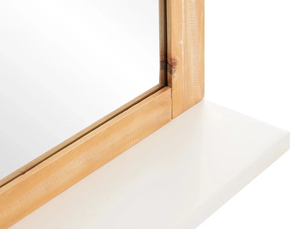 furniture-nabytek.cz - Masivní koupelnové zrcadlo Capera z borovice a MDF, lakované, bílé/hnědé – 70x70 cm