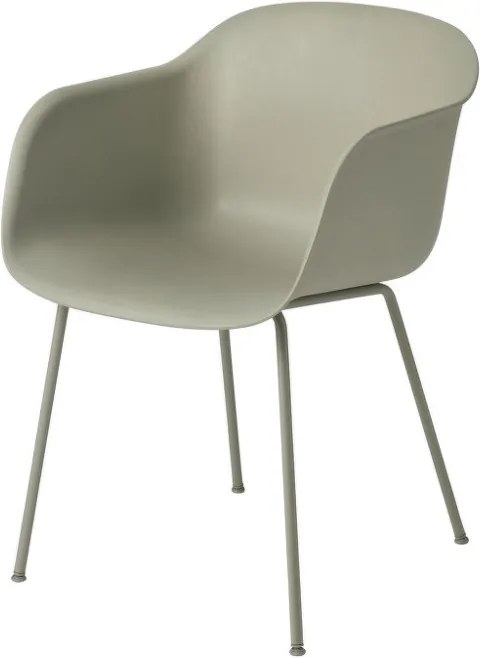 Muuto Stolička Fiber Arm Chair s kovovou podnožou, dusty green