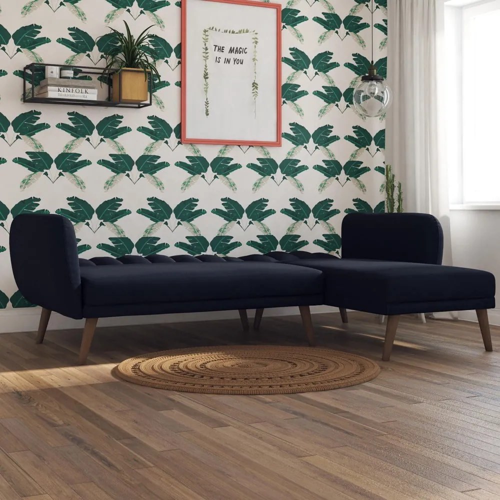 Tmavomodrá rozkladacia rohová pohovka Brittany - Novogratz