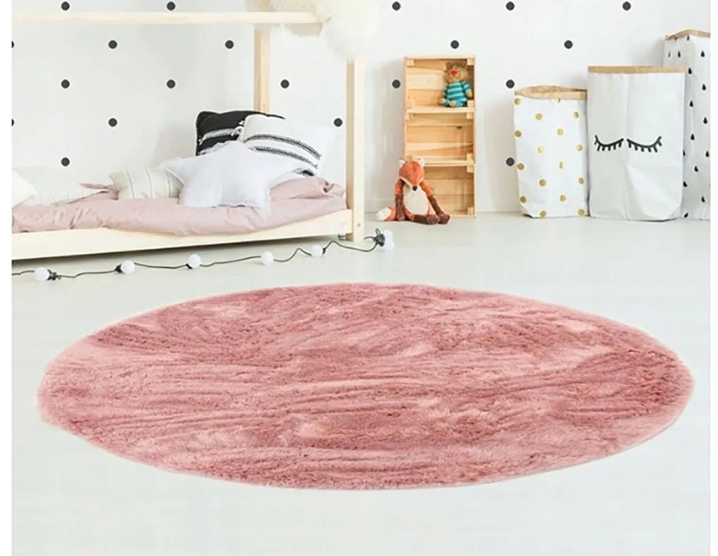 Detský koberec plyšový okrúhly Home 120x120 cm ružový Farba: béžová