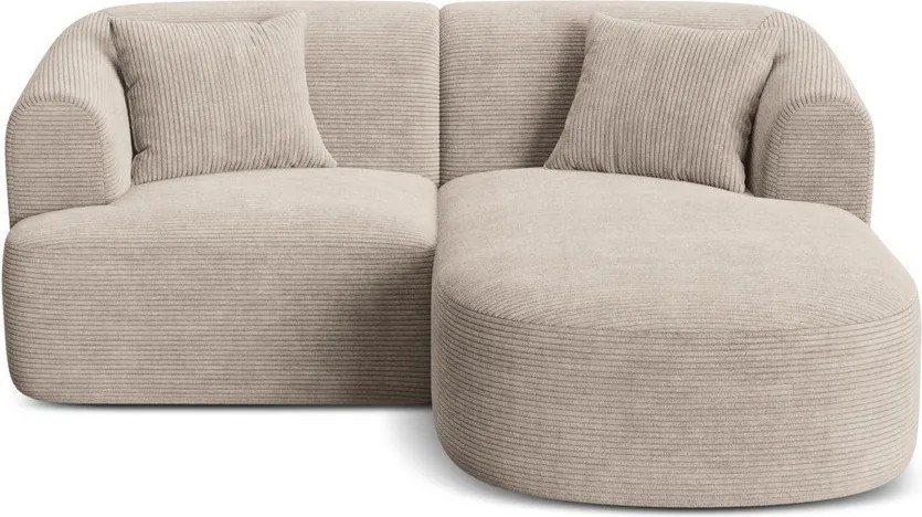 Svetlohnedá menčestrová rohová pohovka (pravý roh/s leňoškou) Campi – Cosmopolitan Design