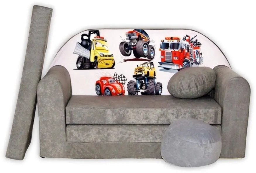 Detská pohovka CARS - šedá
