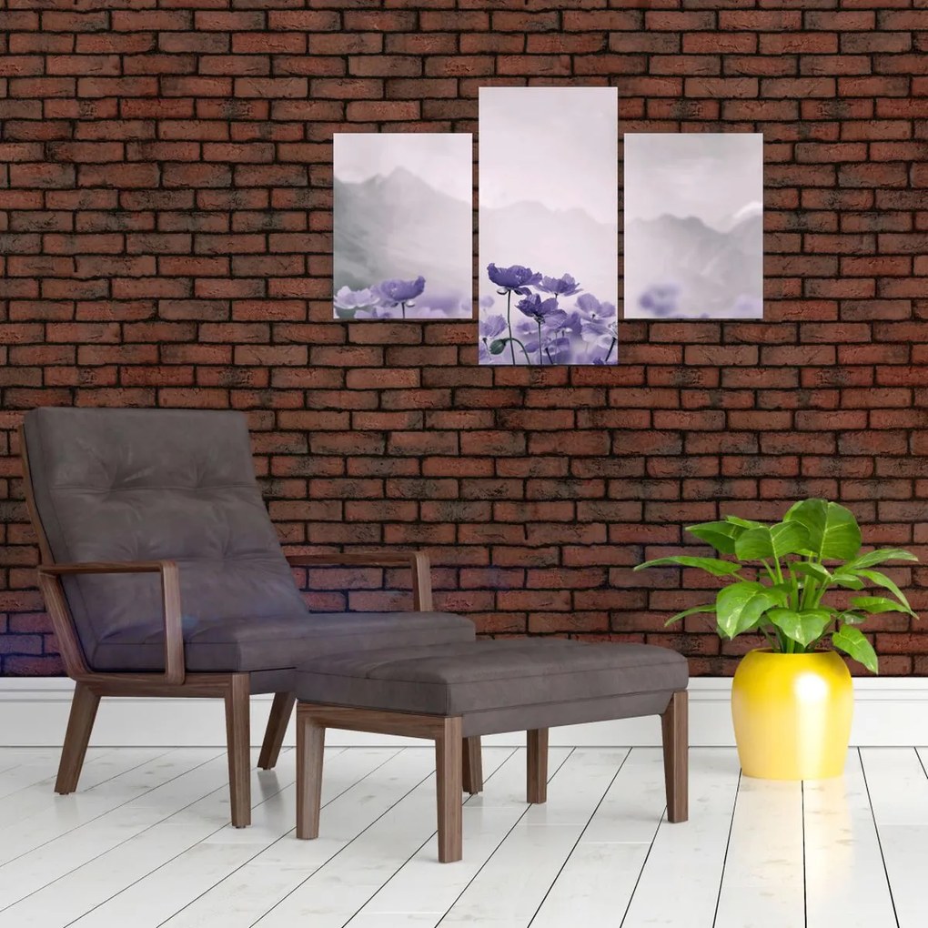 Obraz - Fialové kvety v horách (90x60 cm)