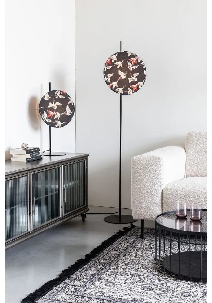 Čierna stojacia lampa s textilným tienidlom (výška 158 cm) Jaylee – White Label