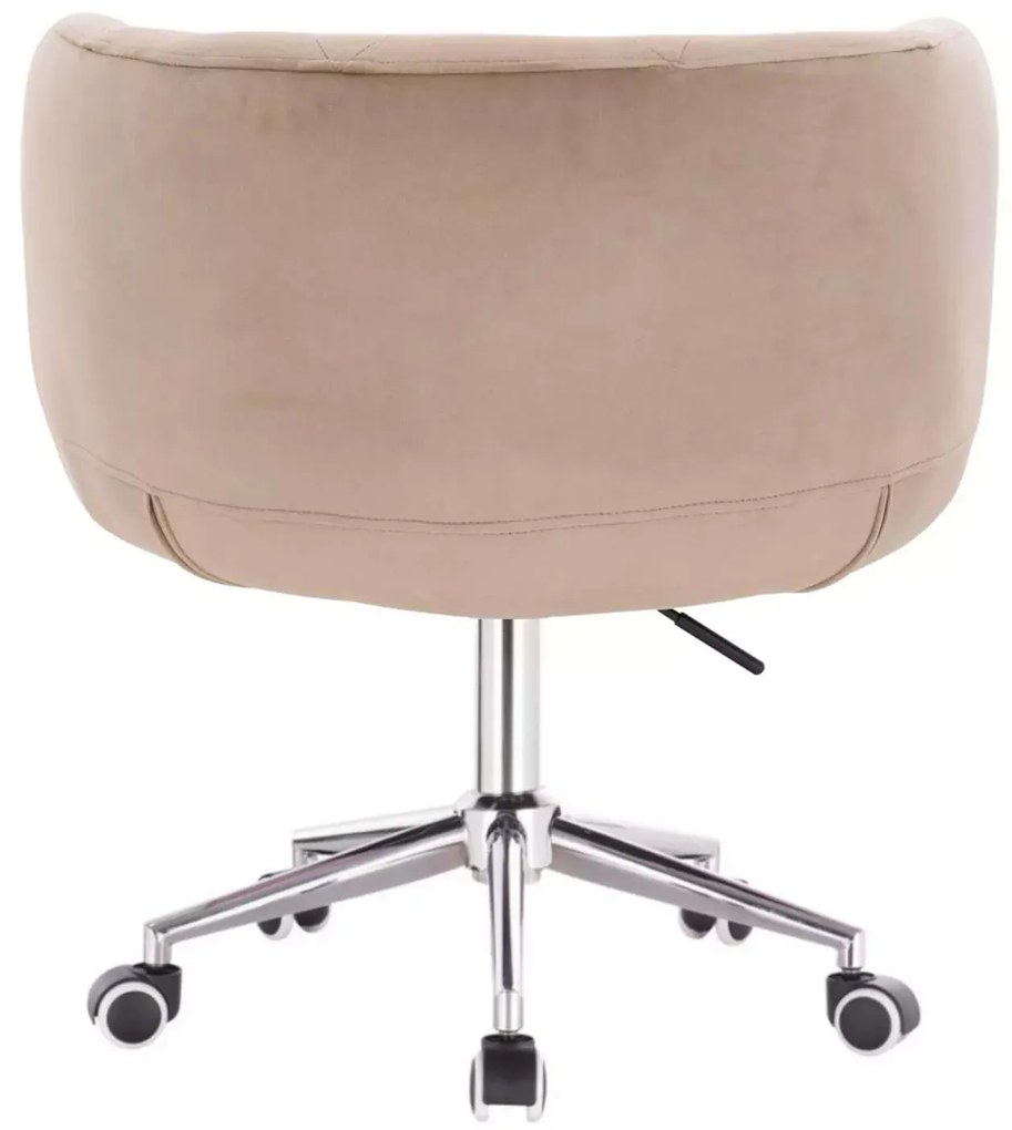 LuxuryForm DESIGN Kreslo MONTANA VELUR na striebornej podstave s kolieskami - latte