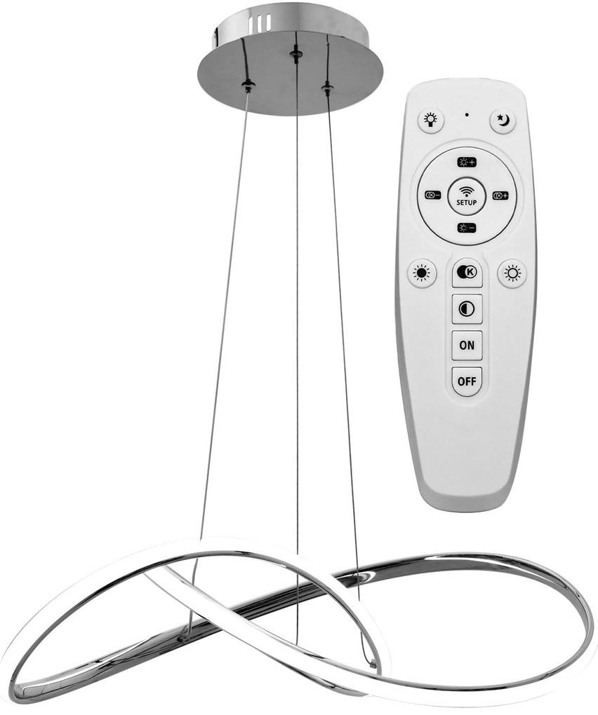 Toolight - LED stropné svietidlo + diaľkový ovládač APP393-CP, chrómová, OSW-06909