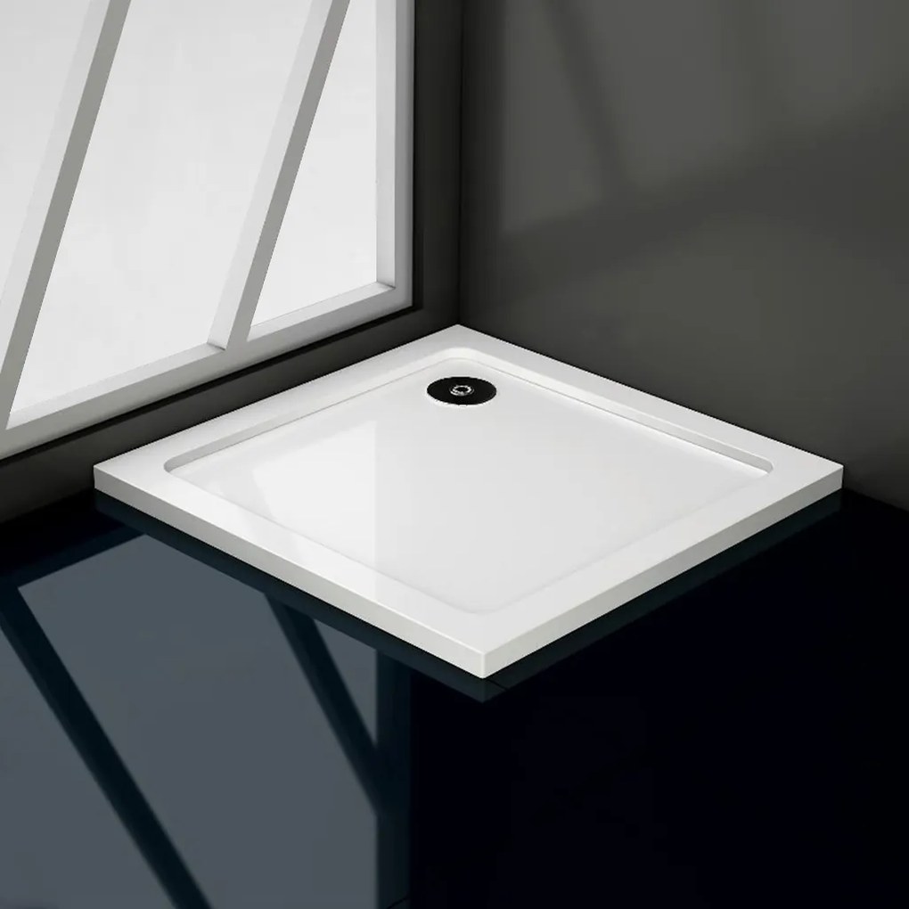 Cerano Piato, štvorcová sprchová vanička z liateho mramoru 90x90x3 cm, biela matná, CER-CER-476942