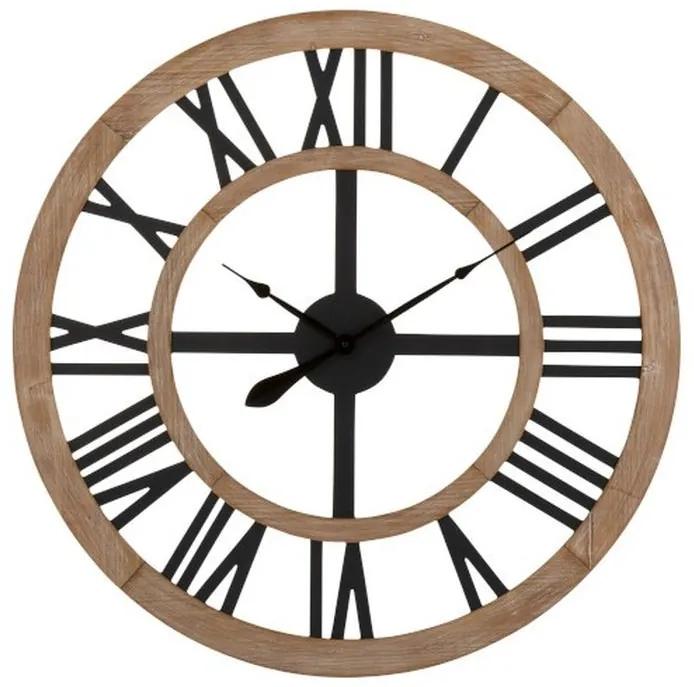 Drevené nástenné hodiny s kovovými číslicami - ∅90 * 4cm