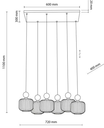 Závesný luster na lanku BALLO 6xE14/10W/230V béžová
