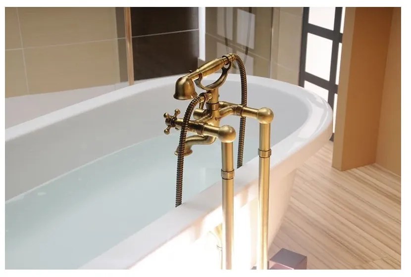 Nástenná vaňová batéria v zlatej farbe (2 výstupy) Antea – Sapho