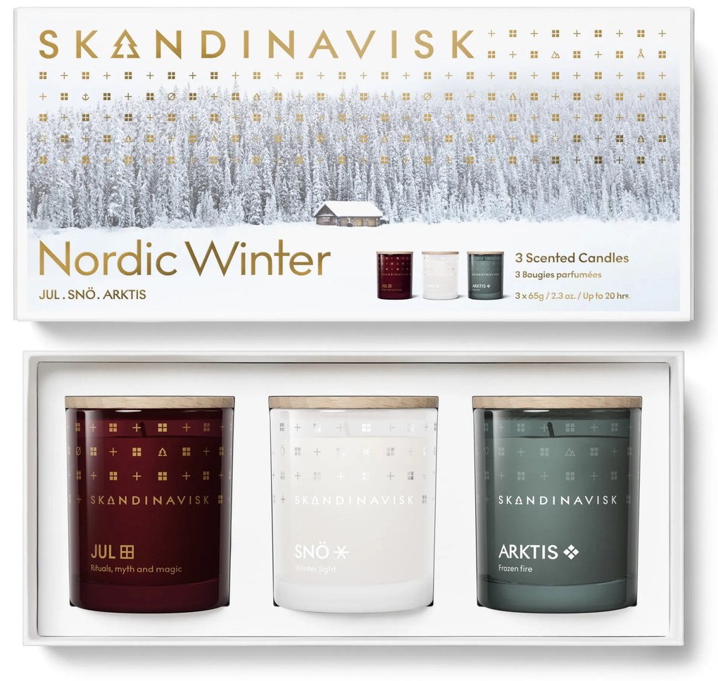 SKANDINAVISK Darčeková sada mini sviečok Nordic Winter 3 x 65 g