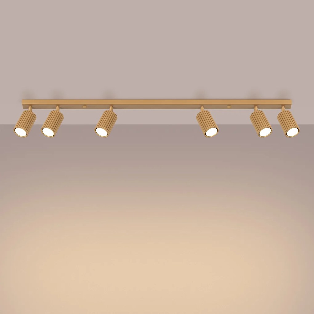 Bodové svietidlo Karbon, 6x zlaté kovové tienidlo, (možnosť polohovania)