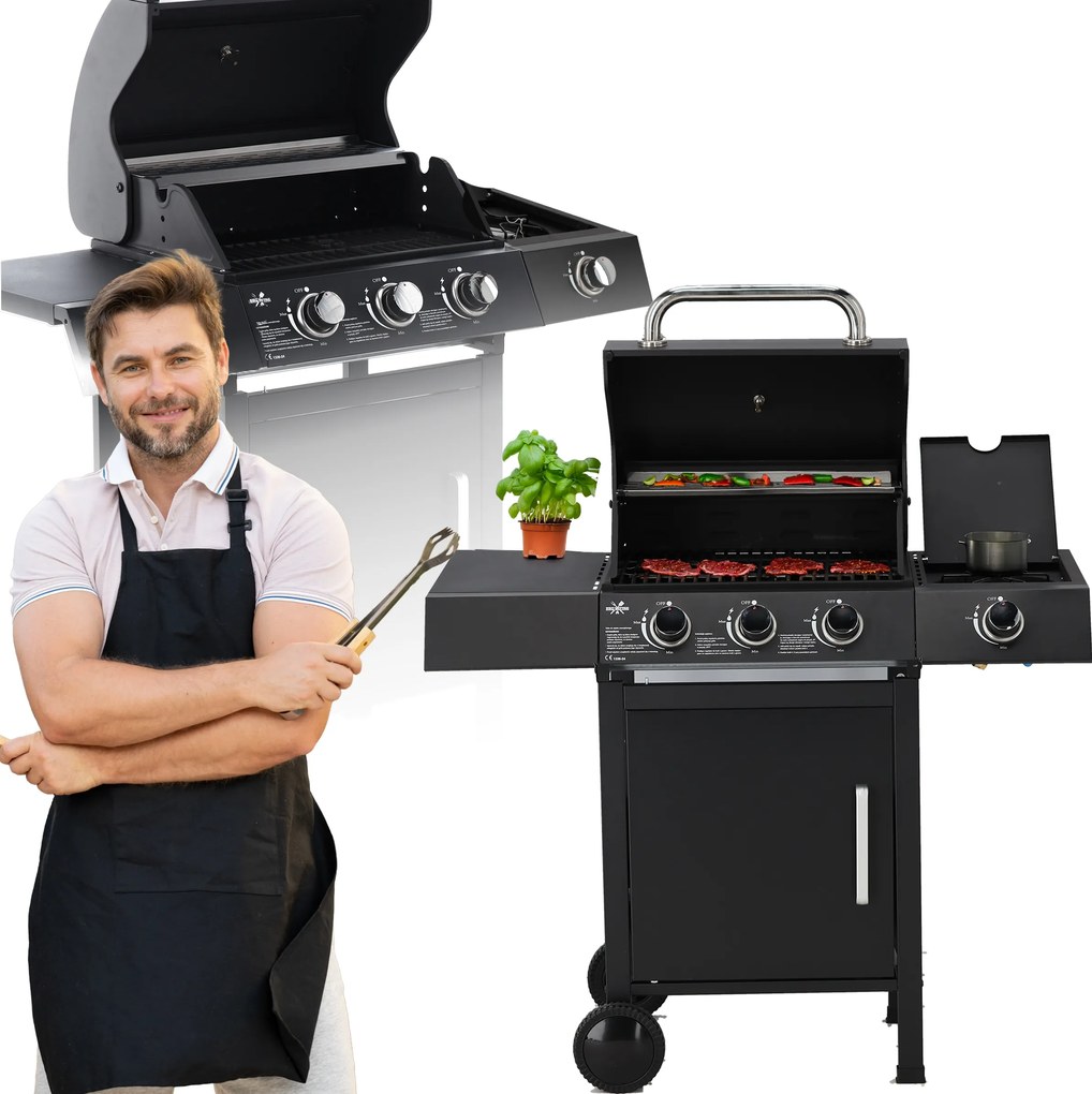 Plynový gril GASS MASTER 3+1 čierny