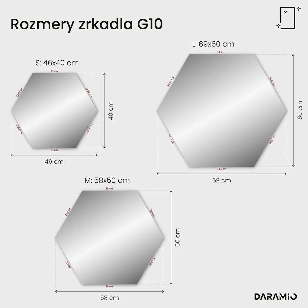 Šesťuholníkové zrkadlo s LED osvetlením G10