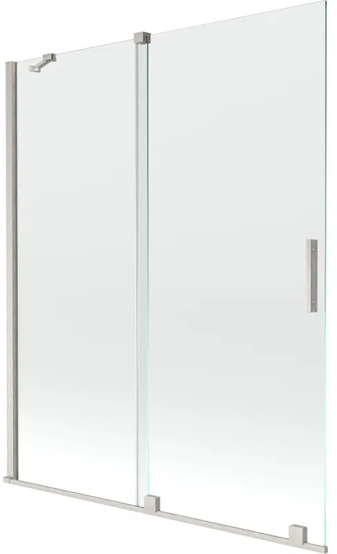 Mexen Velar, 2-krídlová posuvná vaňová zástena 140 x 150 cm, 8mm číre sklo, brúsená oceľ, 896-140-000-01-97