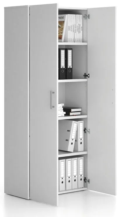 Kancelárska skriňa vysoká SOLID, 800 x 400 x 1830 mm, biela