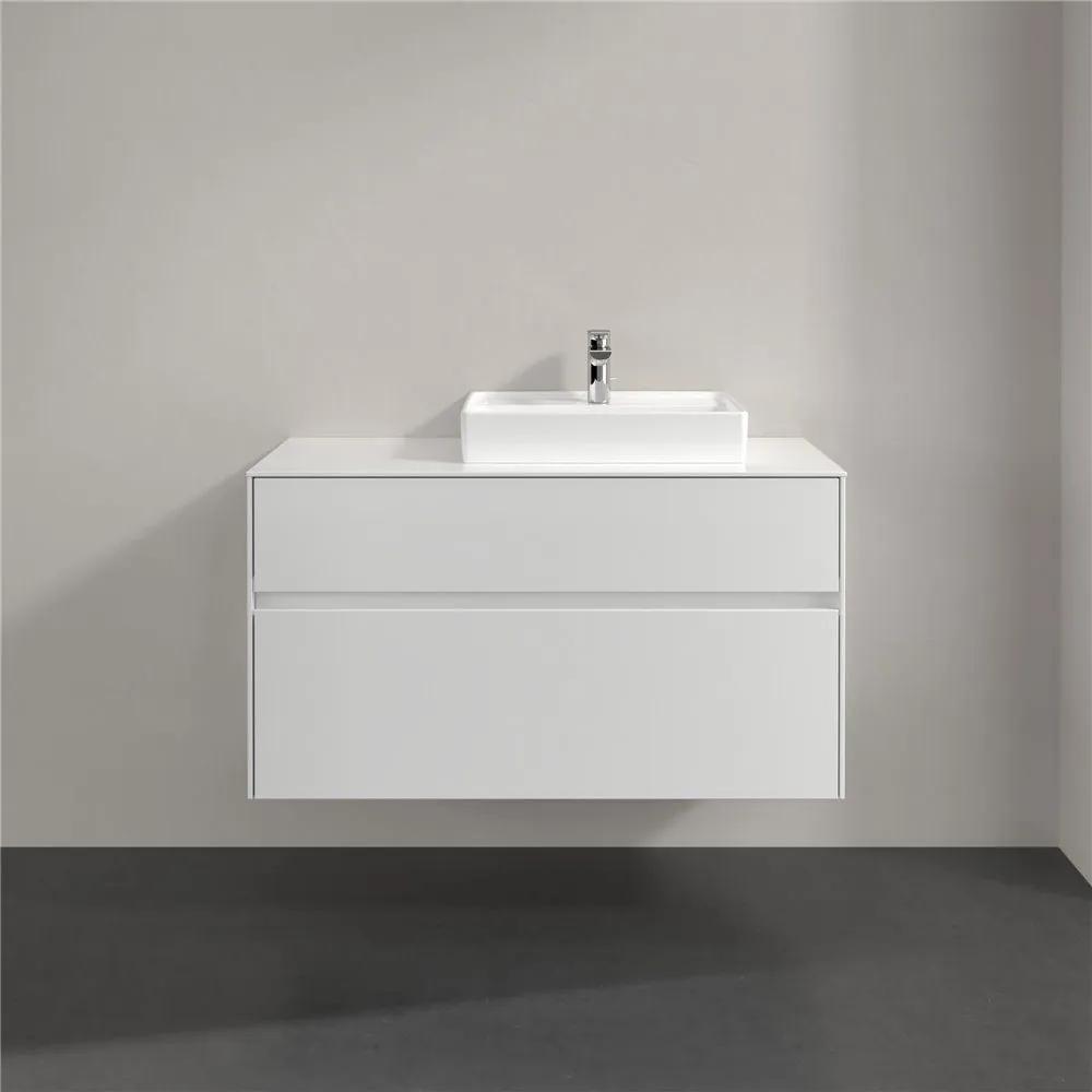 VILLEROY &amp; BOCH Collaro závesná skrinka pod umývadlo na dosku (umývadlo vpravo), 2 zásuvky, 1000 x 500 x 548 mm, Glossy White, C01500DH