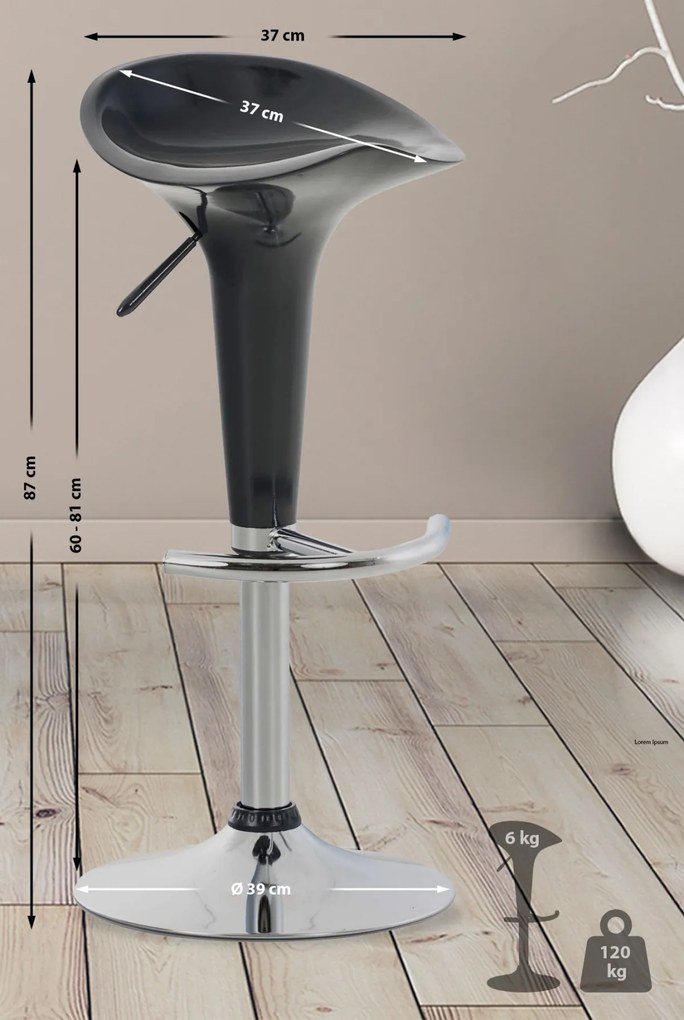 Plastová barová stolička Shine - Sivá