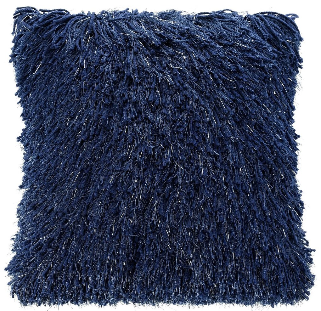 CHLPATÁ DEKORAČNÁ OBLIEČKA NA VANKÚŠ CELIA 40X40 CM TMAVOMODRÁ