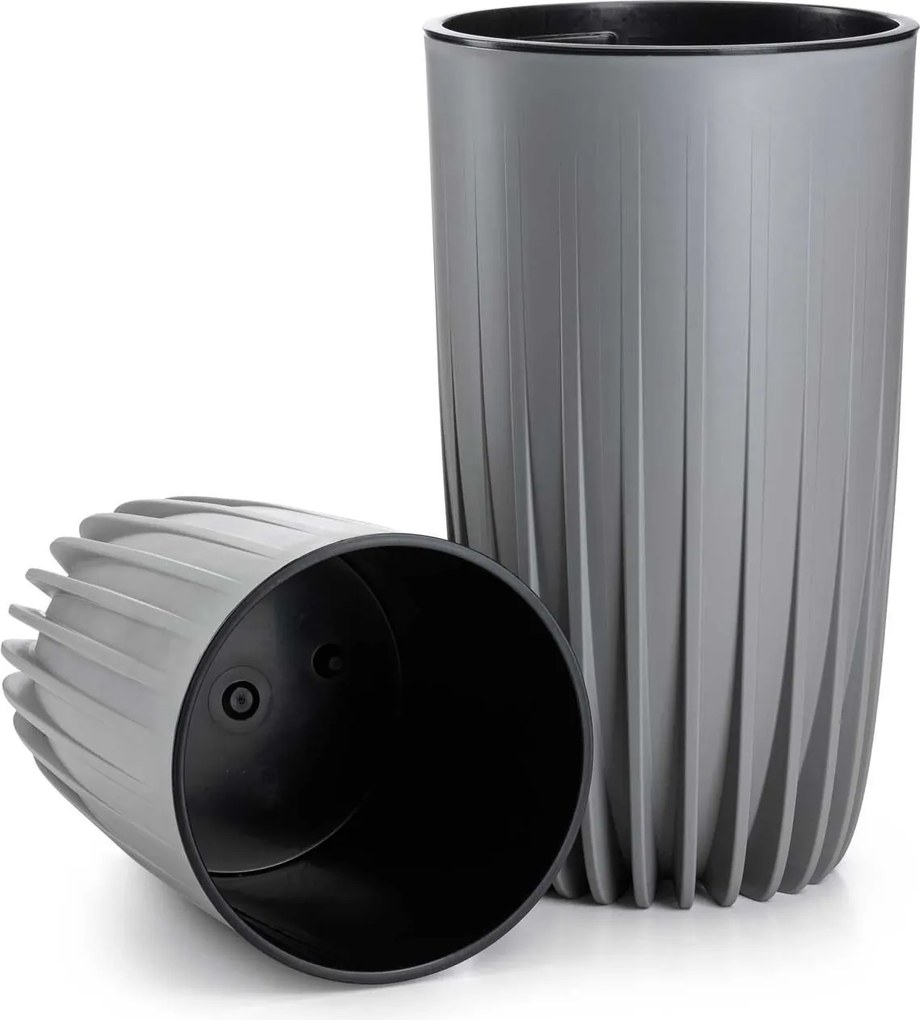 Sada 2 ks květináčů Stripped Eco šedá