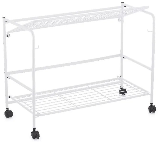CONFORTIME 2. akosť - Pojazdný regál, skladacia polica 2 poschodová XXL - 67 x 30 x 45 cm - biela