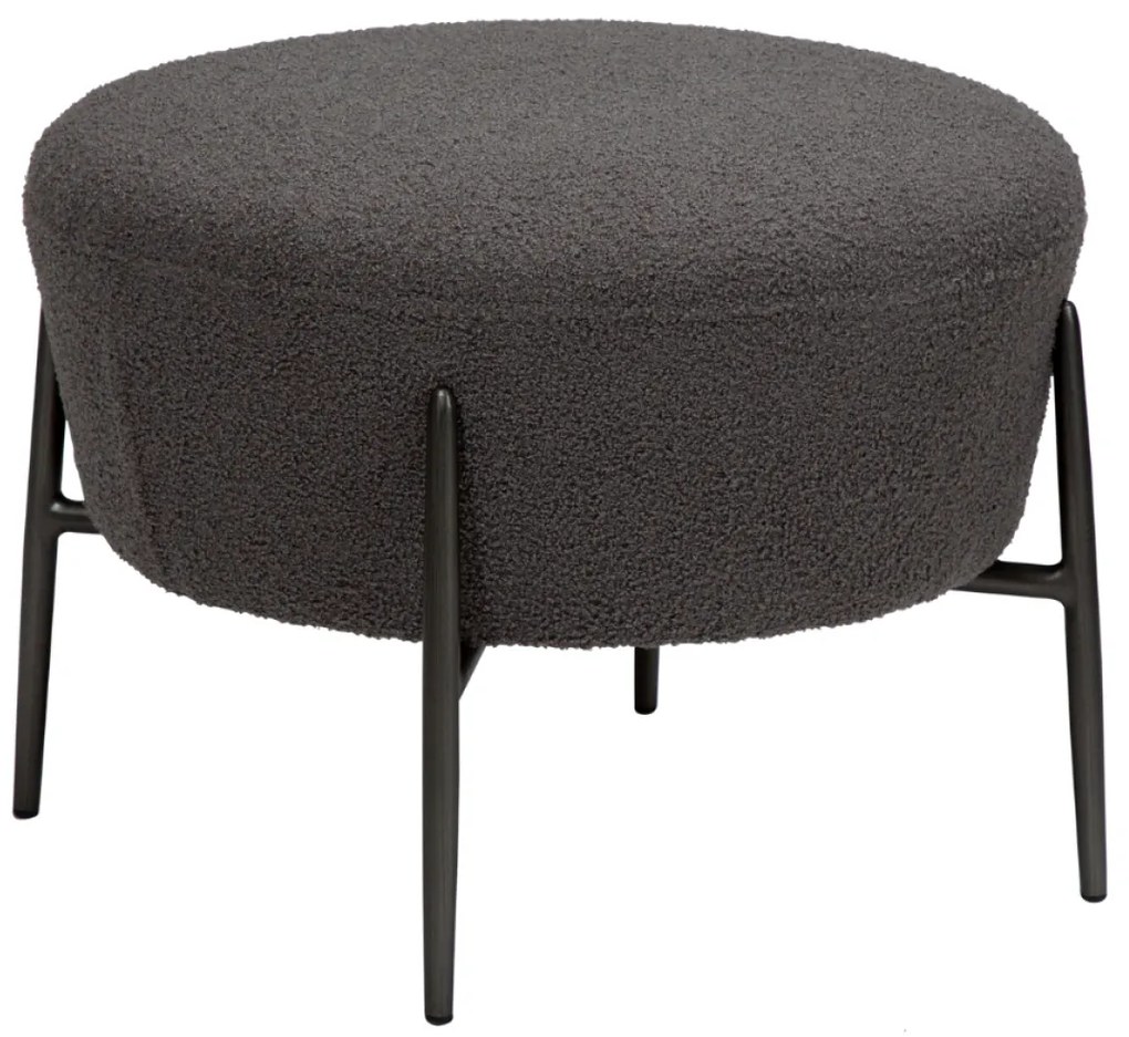 ORBIT TABURET stone bouclé/antique pewter