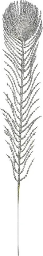 Vianočná strieborná umelá trblietavá dekorácia pierko - 7*1*42 cm