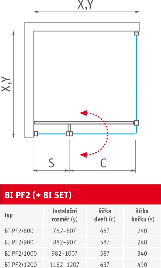 Roth Jednokrídlové otváravé dvere BI PF2 so setom profilov BI SET pre inštaláciu do niky - bez vaničky ROTH-Variant: šírka: 120 cm - (BI PF2/1200_BI …