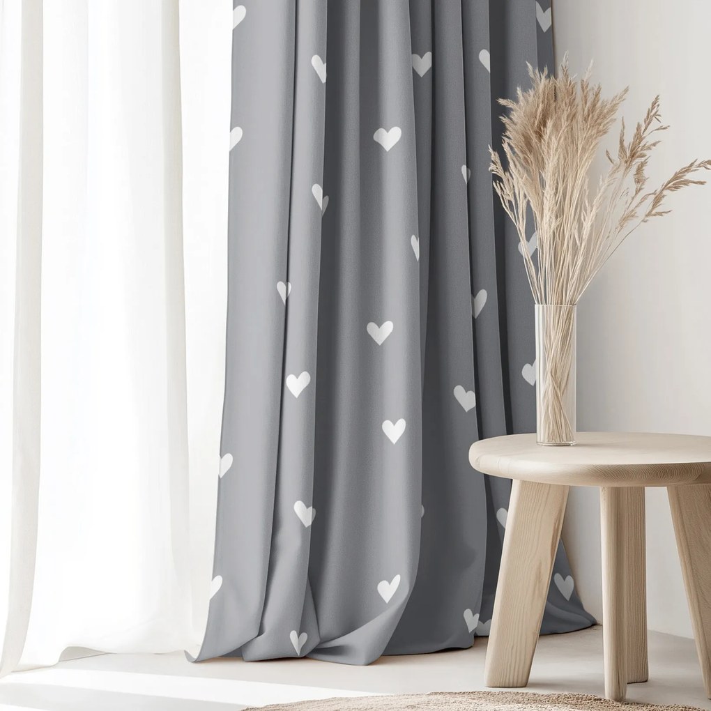 Goldea bavlnený záves - srdiečka na sivom 160x150 cm