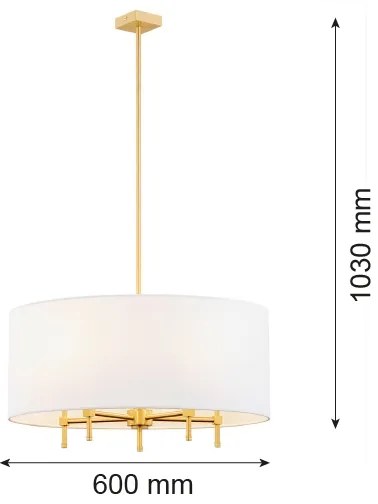 Argon 2132 - Luster na tyči ABBANO 5xE14/7W/230V mosadz/biela