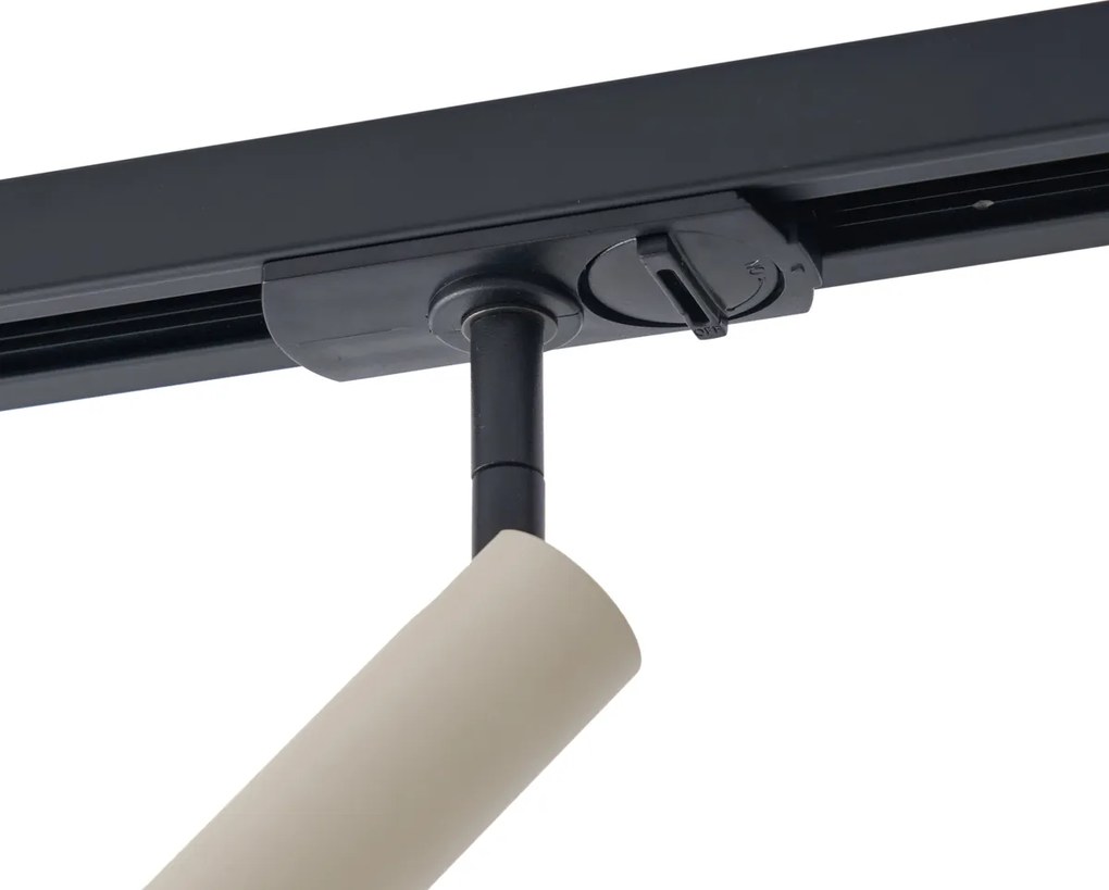 Moderný reflektor béžový s čiernou farbou pre koľajnicový systém 1-fázový - Iconic Ivy