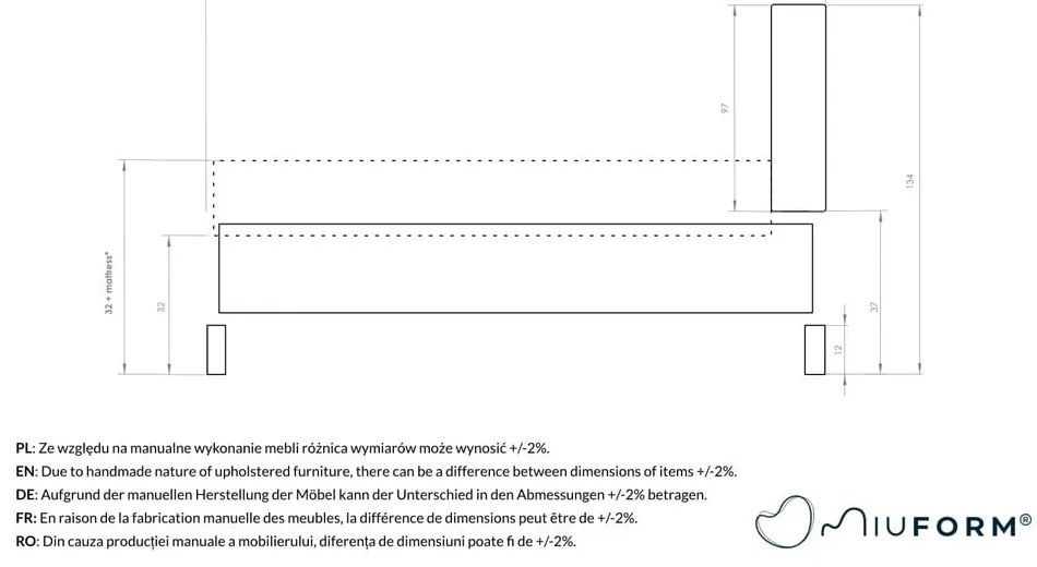 Krémovobiela čalúnená dvojlôžková posteľ s roštom 160x200 cm Eve – Miuform