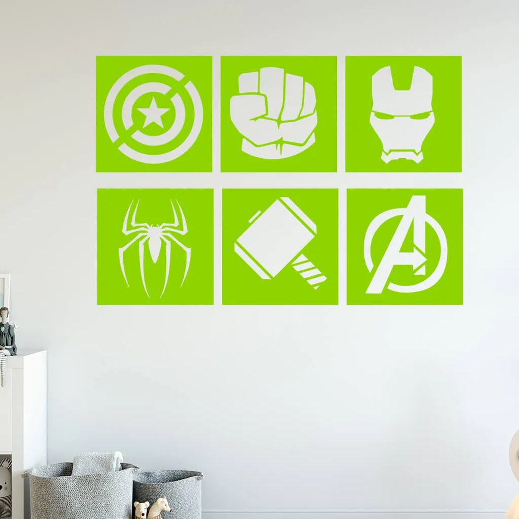 Veselá Stena Samolepka Znaky Avengers sada Farba: fialová, Veľkosť: 40 x 58 cm