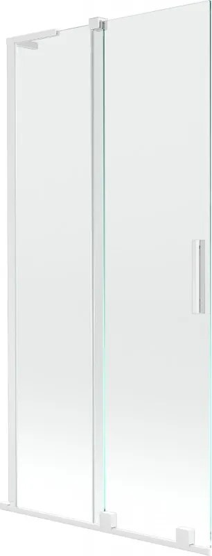 Mexen Velar L, 2-krídlová posuvná vaňová zástena 90 x 150 cm, 8mm číre sklo, biely profil, 896-090-003-01-20
