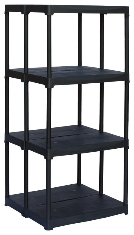 Plastový obojstranný regál TEMPO, 1330 x 600 x 585 mm, 4 police