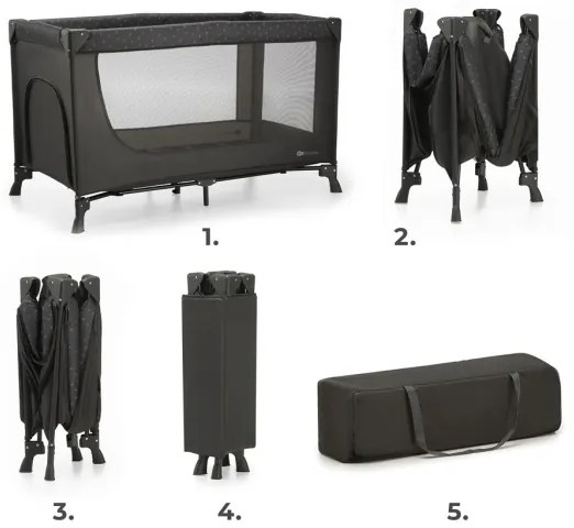 KINDERKRAFT - Cestovná postieľka JOY šedá