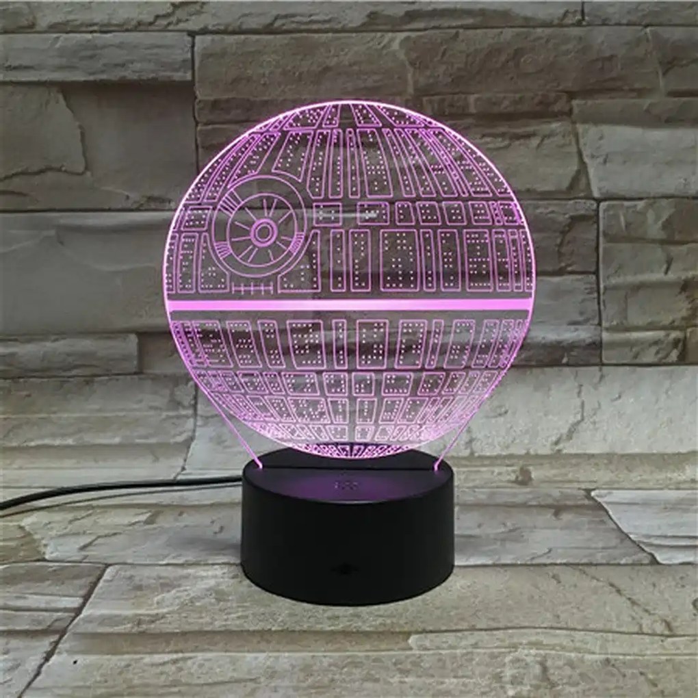 3Dmix 3DL-CRK037 – 3D LED nočná lampa - Hviezda smrti (Star Wars) (Crack základňa)
