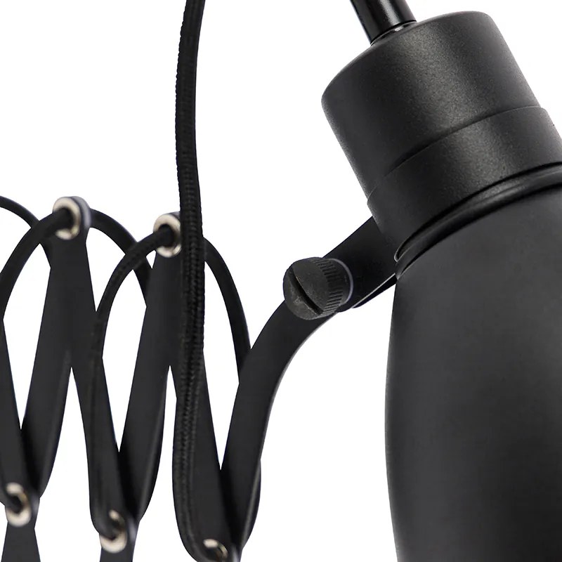 Priemyselná nástenná lampa čierna s nastaviteľným ramenom - Merle