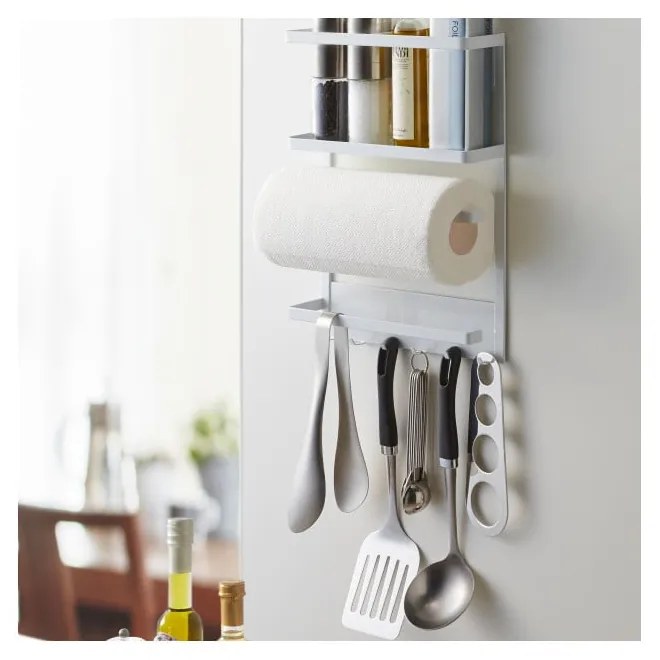 Veľký biely magnetický držiak do kuchyne YAMAZAKI Tower Magnetic Side Rack