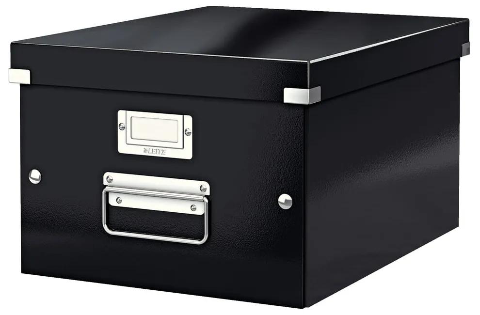 Čierny kartónový úložný box s vekom 28x37x20 cm Click&amp;Store – Leitz
